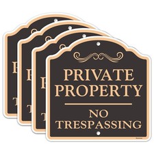 Large 4 Pack Private Property No Trespassing Sign, 12x12 Inches Reflective ...