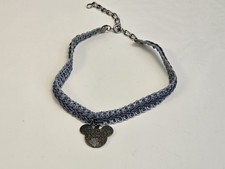 Disney Mickey Mouse Floral Charm Blue Choker Necklace