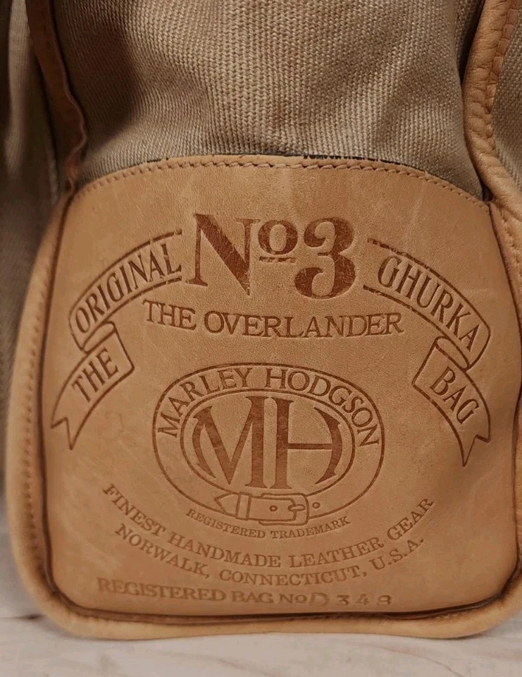 Bolsa satchel Marley Hodgson Ghurka Overlander nº 3 vintage 1981 couro lona - Imagem 3 de 4