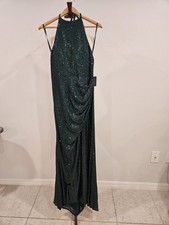 IEENA for Mac Duggal Green Sequin Evening Gown Formal Prom Pageant Dress Size 10