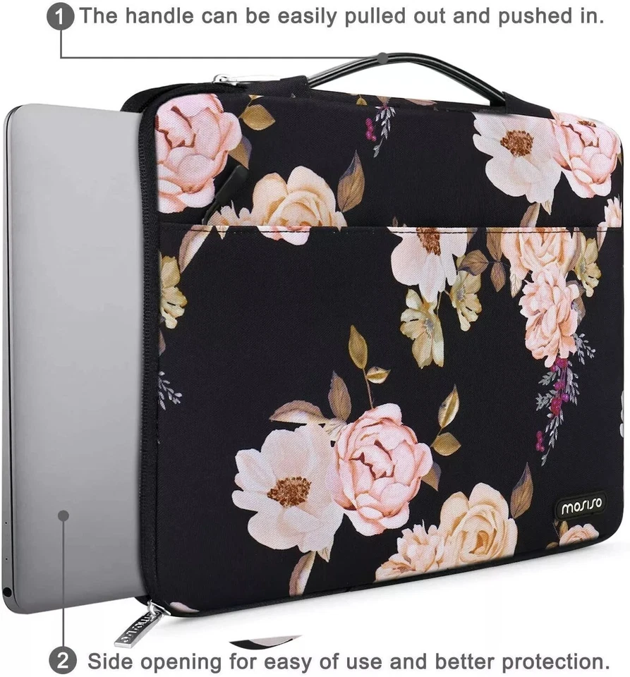 Universal Sleeve Case Cover Carry Laptop Sleeve 13-15.6 inch Floral Handbag Soft - Image 4 of 4