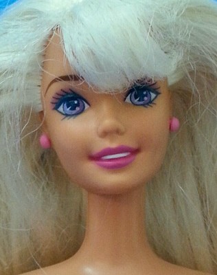 White Blonde Hair With Half Bang Barbie Purple Eyes Twist N