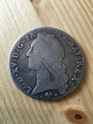 LOUIS XV King of France and Navarre Silver Shield AU BANDEAU 1764 Mint "I" - Picture 2 of 2