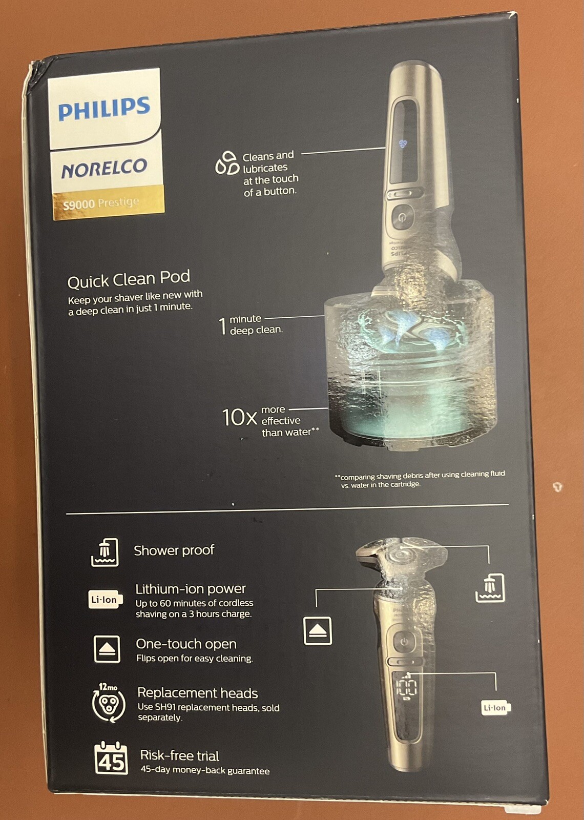 Philips Norelco 9000 Prestige Shaver W/Qi Charging Pad - Black  