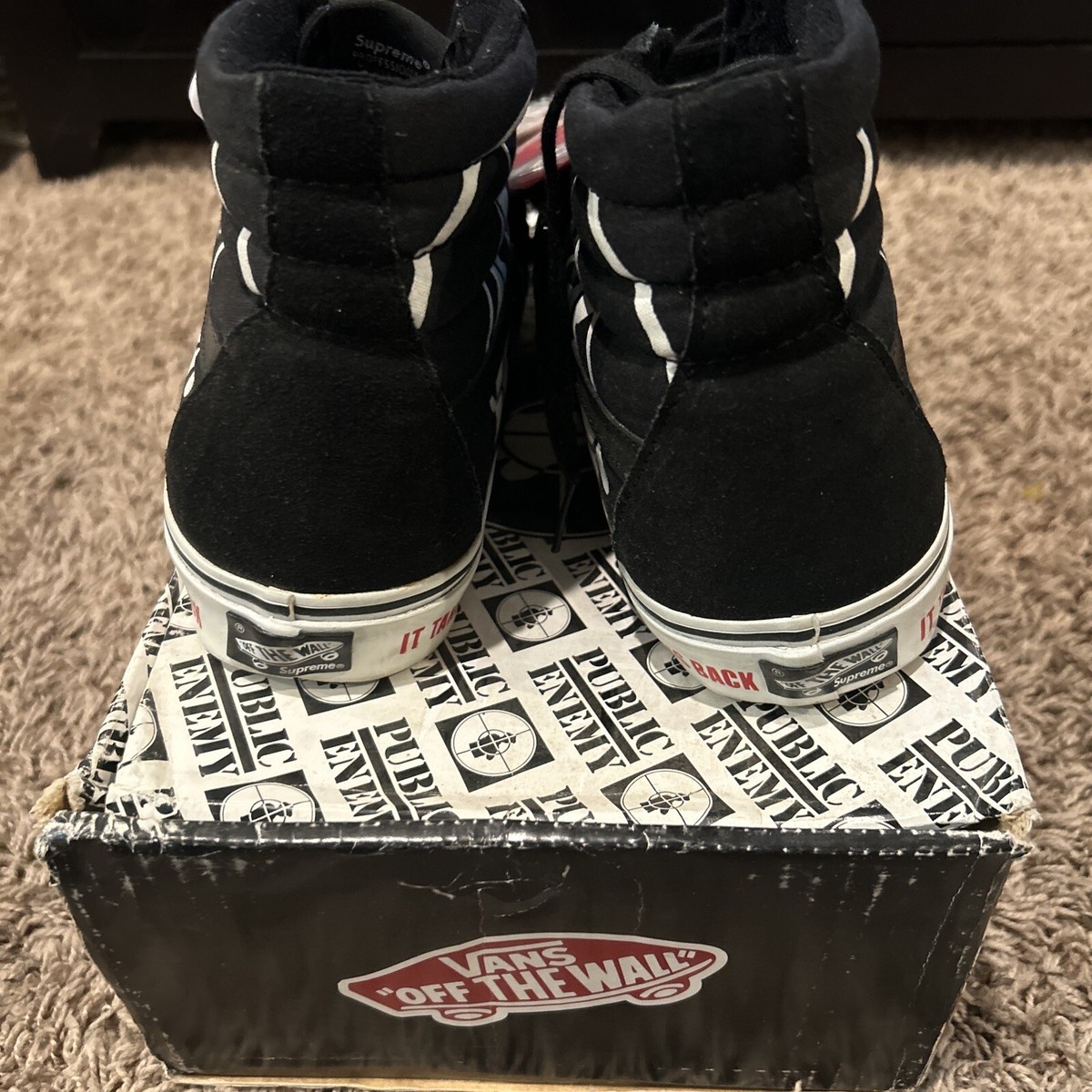 Vans x Supreme Public Enemy Black Sk8-Hi SL Size 9 - Very Rare | eBay