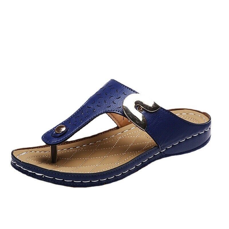 Ladies Orthopedic Sandals Casual Flat Flip Flops Womens Low Wedge Shoes