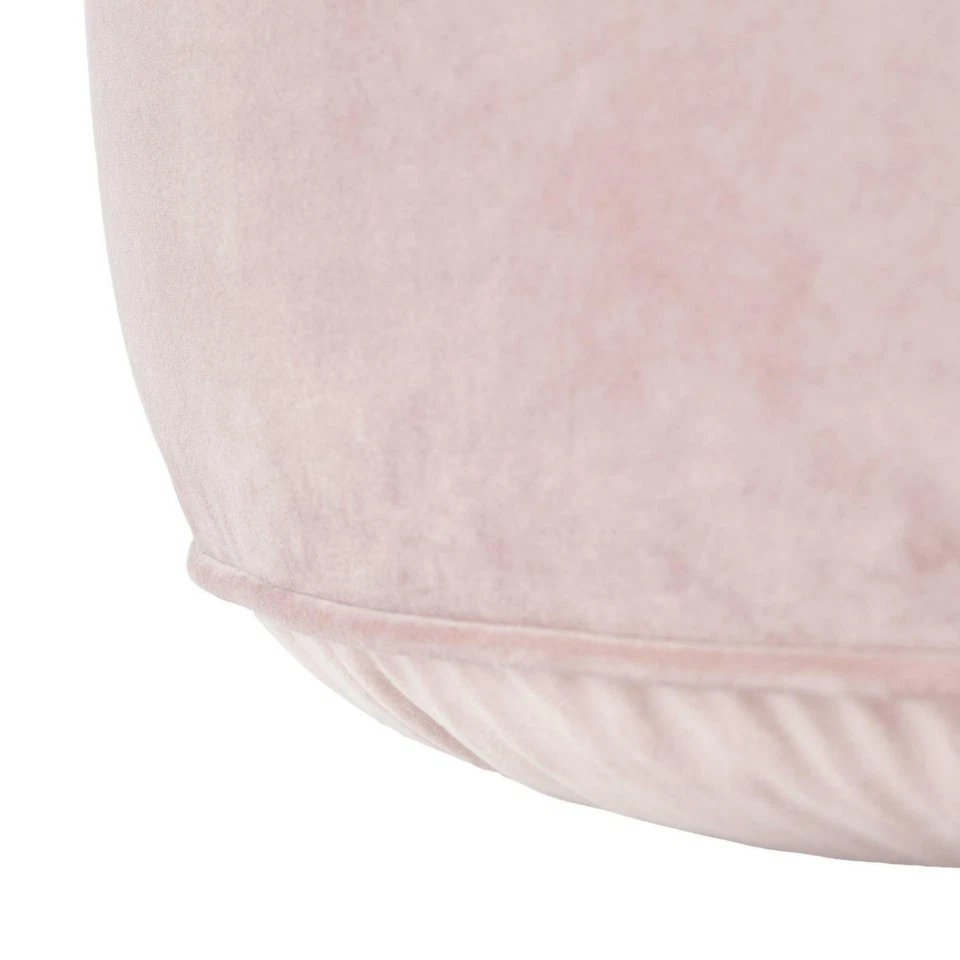 Modern Minimalist Round Velvet Chair Plush Pouffe Ottoman Footrest Living Room - Image 3 of 4