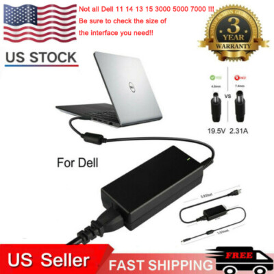 DC Jack Size 4.5*3.0MM 45W AC Adapter Laptop Charger Compatible for Dell Inspiron 15 7000 5000 3000 Series Charger 13 7352 7347 7348 5368 5378 5379 7368 7378 14 3451 3452 3458 3459 5458 11 3147 3148 3152