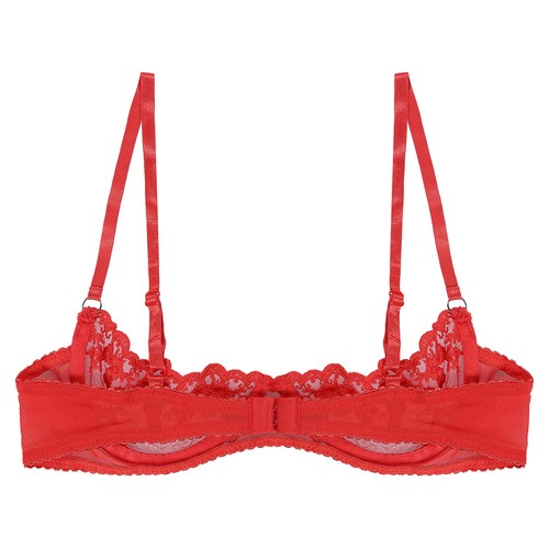 Womens Lace Half Cup Bra Underwired Bra Sexy Open Nipple Bra Sleepwear Lingerie - Picture 28 of 88