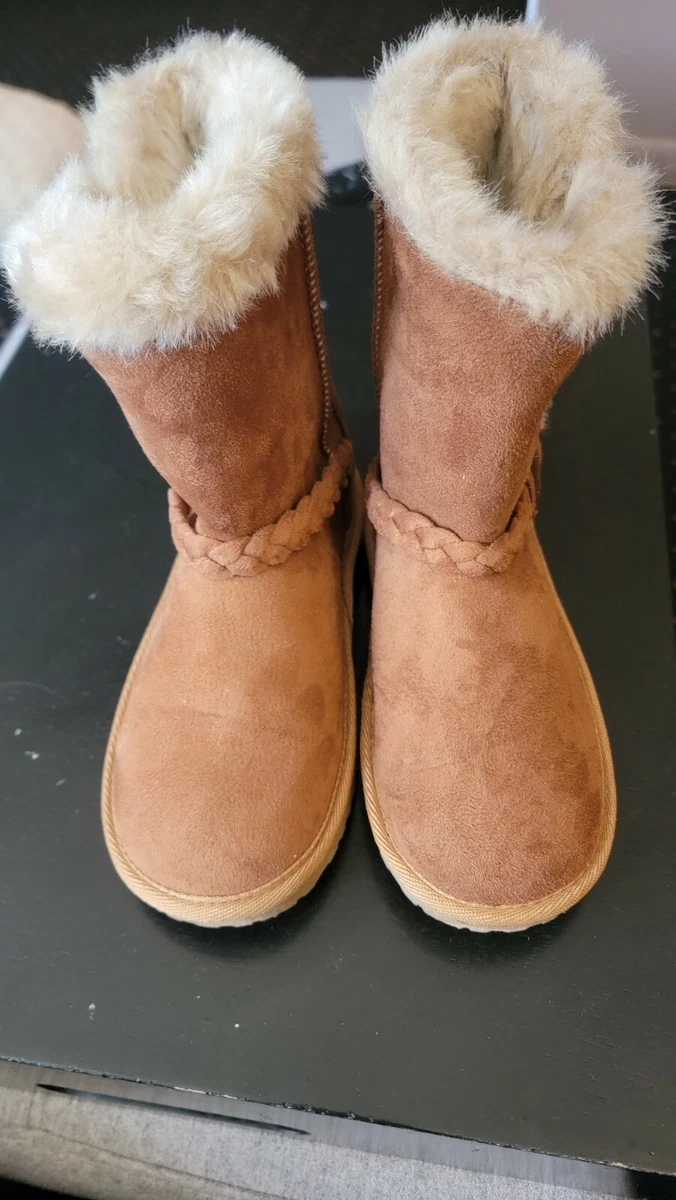Girls brown fur clearance boots