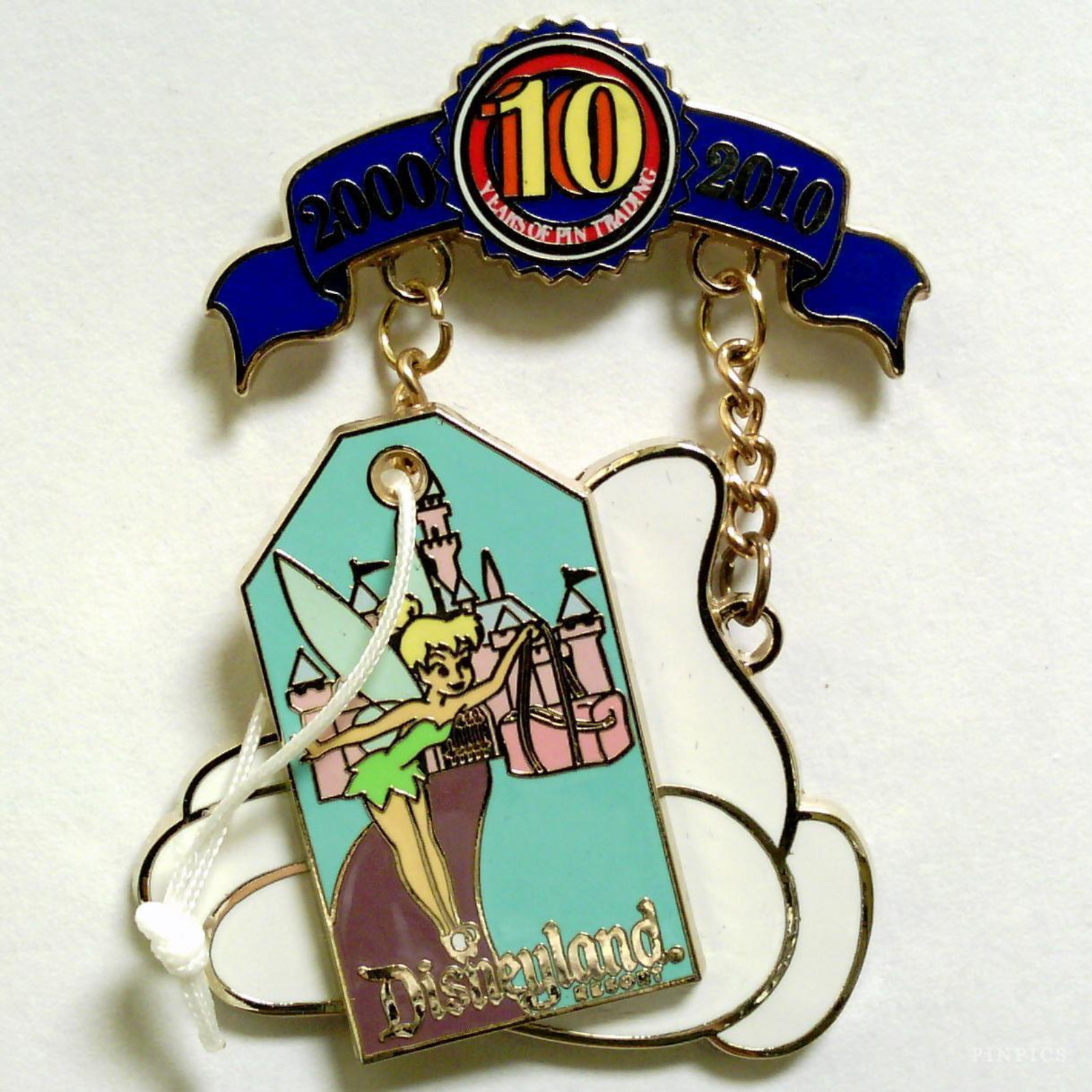 Disney Pin Tinker Bell Luggage Tag DLR 10th Anniversary Decade LE 1000 78260