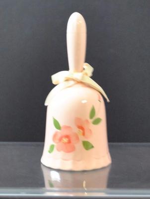 Vintage Summit Ceramic Pink Bell Ribbon & Flowers With Green Leaves About 6 1/4''
