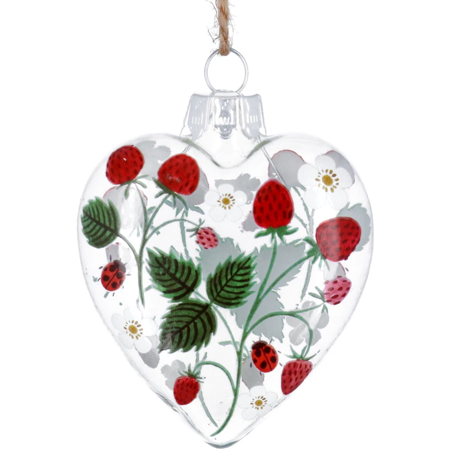 Easter Gisela Graham Decoration Hanging Glass Heart Strawberry Easter Tree Decor