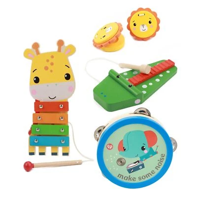 FISHER-PRICE Fisher Price Holz Musikinstrumente 5 Stück Kleinkinder Spielzeug ab 18 Monaten