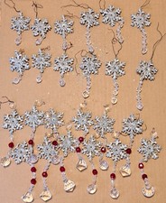 24X CHRISTMAS TREE HOLIDAY HANGING DECOR, SNOWFLAKE / CRYSTAL CHARM