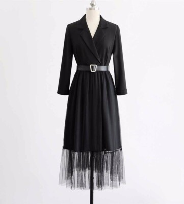 double breasted cocktail dress Classic Black Double-breasted Blazer Dress