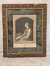 Lady Holding a Letter Engraving after G Terburg by Wille Framed & Window Matted