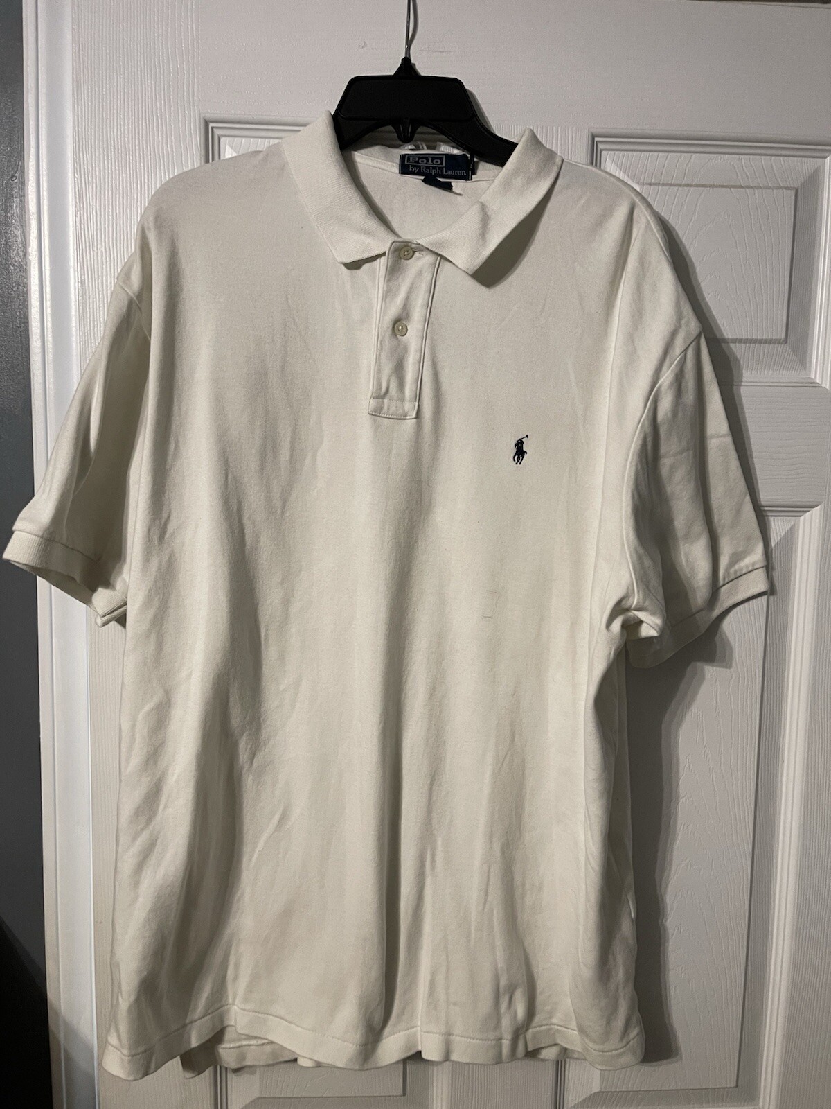 Polo Ralph Lauren camicia uomo XL bianco pony cotone manica corta blu navy polo
