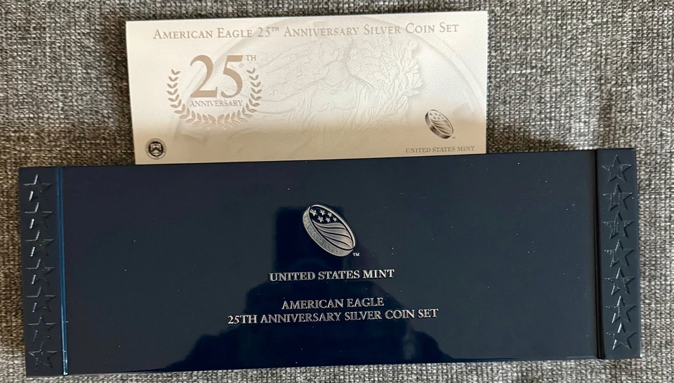 2011 25TH ANNIVERSARY SILVER EAGLE 5 COIN MIXED SET 2-MS 69 2-PF  69  1-MS70 - Image 3 of 3