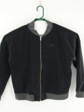 Women's Under Armour Threadborne Black Collared Full Zip Sweatshirt Jacket, XL