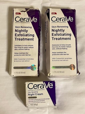 2 CeraVe Nightly Exxfoliating Treatment + 1 CeraVe Night Cream New