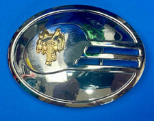 Horse Saddle On Vintage Mixed Material Mirrored Raised Nickel Plated Belt Buckle