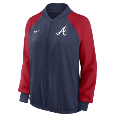 #ad #ad Nike Women#x27;s Atlanta Braves Full Zip Jacket Authenic Collection Team Raglan Navy $39.99