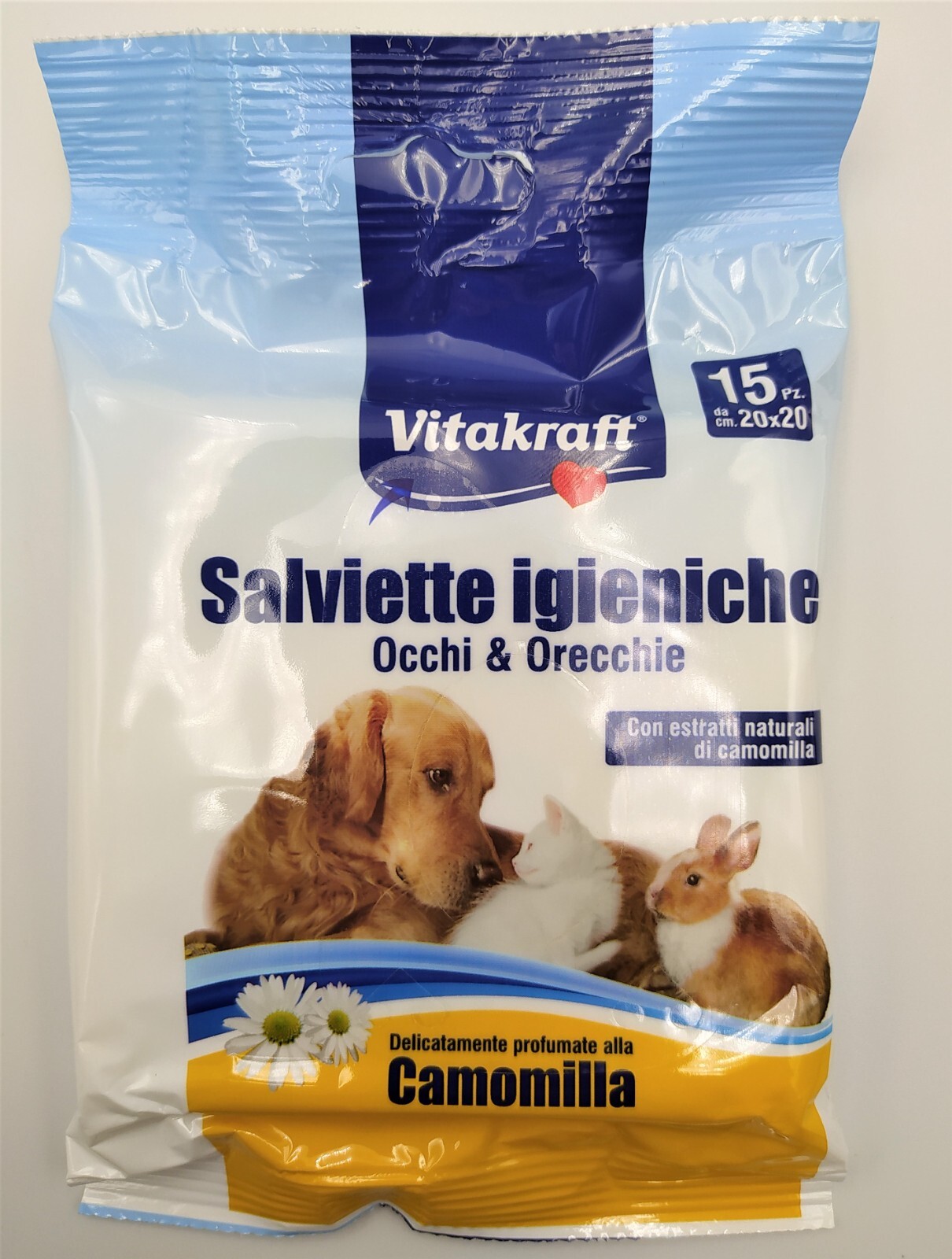 Salviette cane igieniche per pulizia occhi orecchie gatto gatti cani camomilla