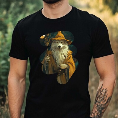 Herren T-Shirt Magischer Wolfszauber Motiv Baumwolle Größe XS bis 5XL