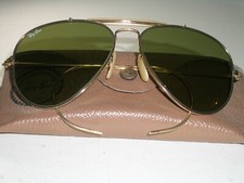 58 14mm VINTAGE B L RAY-BAN GEP RB3 UV TRU-GREEN OUTDOORSMAN AVIATOR SUNGLASSES