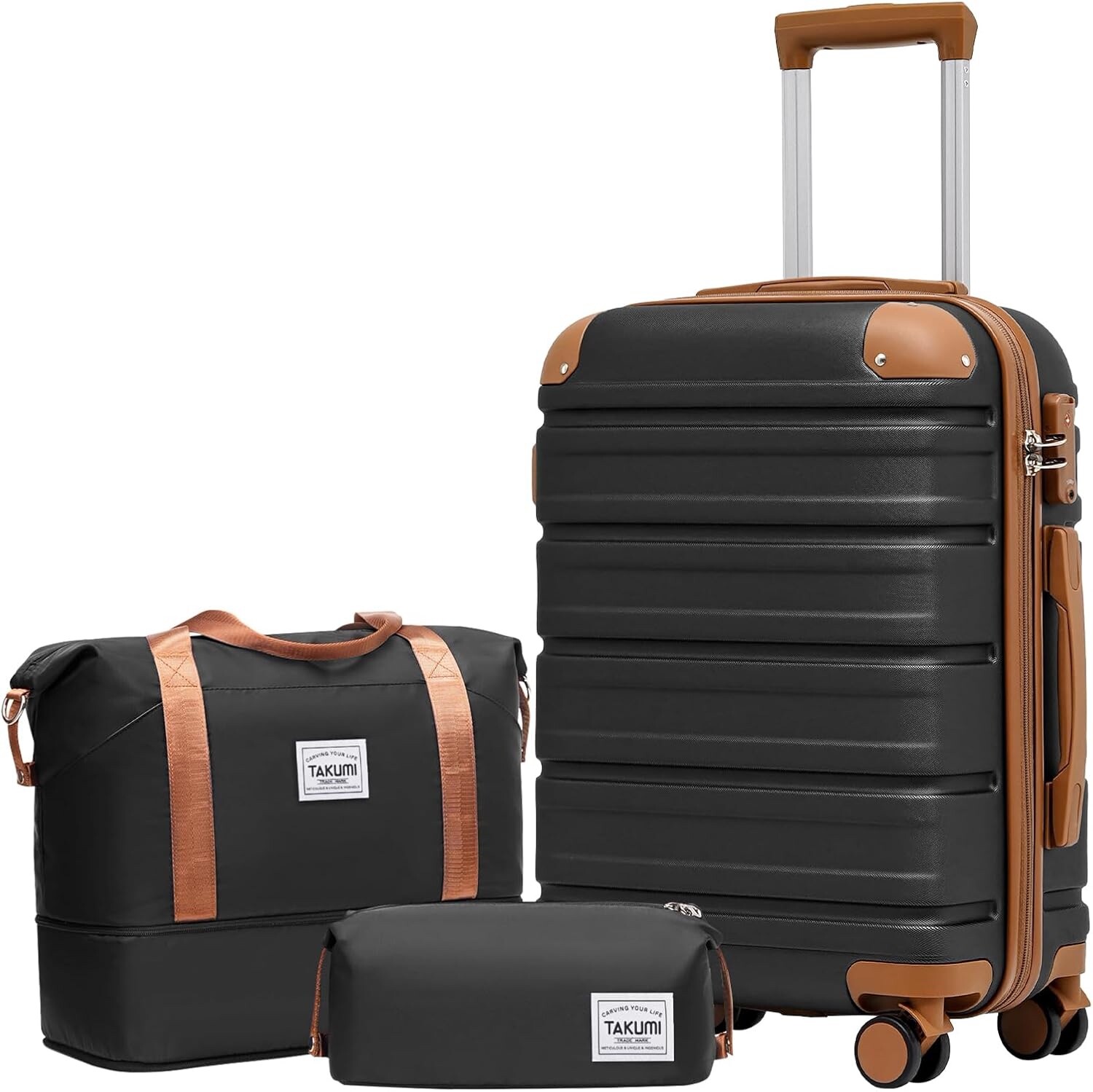 TAKUMI Carry On Luggage Set 3 Piece with Duffel Bag ABS Hardshell Luggage-image