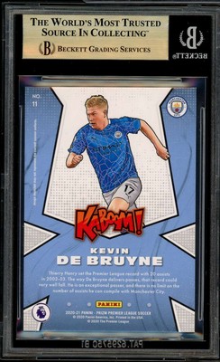 Kevin De Bruyne Card 2020-21 Panini Prizm EPL Kaboom (pop 6) #11 