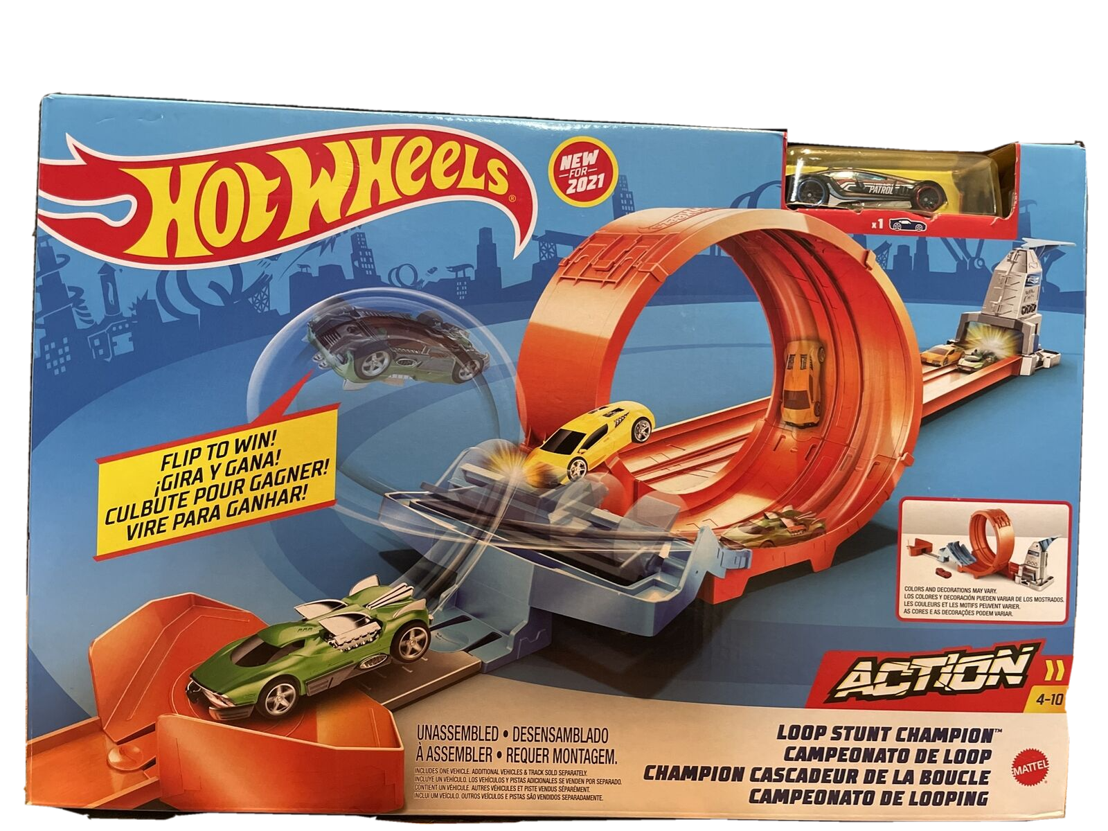 Hot Wheels Toy Car Track Set Loop Stunt Champion, Dual-Track Loop with  Dual-Launcher, Includes 1:64 Scale Toy Car