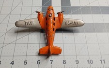 1930's HUBLEY TAT NC 491 2252 Twin Engine Cast Metal Airplane Orange/Silver