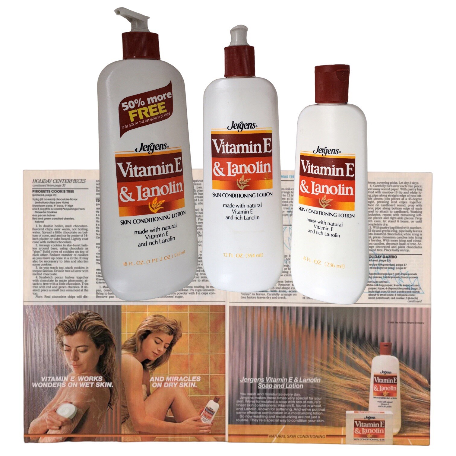 Pack of 3 Vintage Jergens 1986 Vitamin E & Lanolin Skin Conditioning