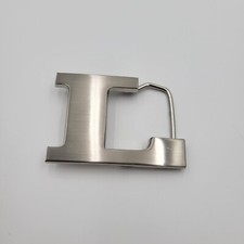 L Initial Brushed Chrome Belt Buckle 2 3/4" x 2" Up To 1 1/4" Belt