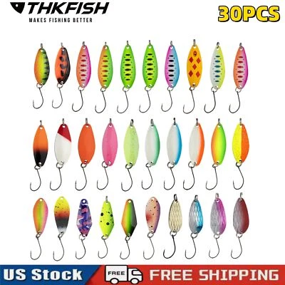 THKFISH 30Pcs Fishing Lures Baits Tackle Fishing Spoon Lure Spinnerbait Bass Walleye
