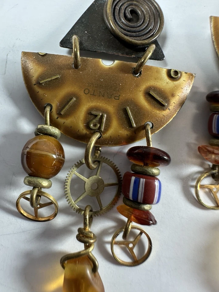 Brincos de rosto de relógio berloque futurista steampunk pendurado lustre feito à mão - Imagem 2 de 4