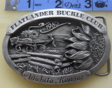 1985 Flatlander Buckle Club Belt Buckle Wichita Kansas