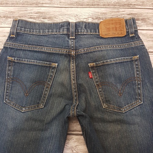 Levis Redtab Size 27 Boys Jeans 511 Skinny Mid Rise Denim Blue - Picture 5 of 9