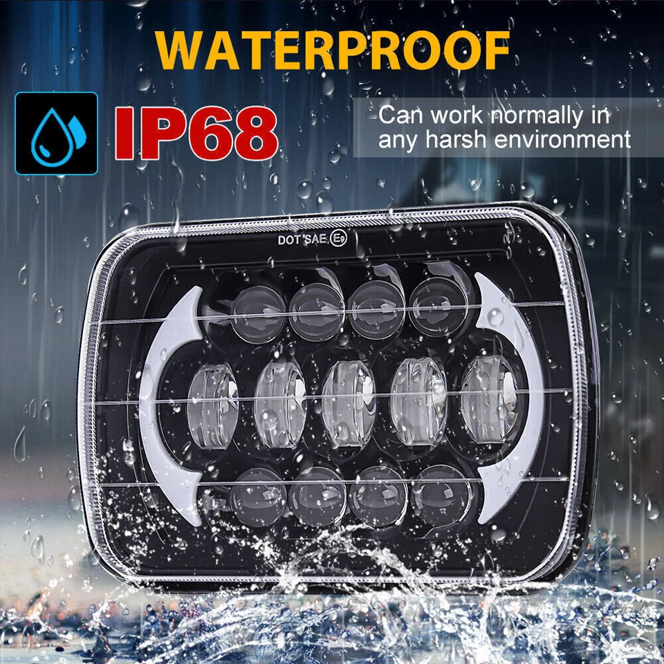 Pair 7x6" LED Headlights Hi/Lo Sealed Beam DRL For Ford F600/700/800 FT900 F-100 - Image 4 of 4