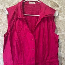 Calvin Klein Dress Sleeveless Pink Button Down Career Casual Size 14
