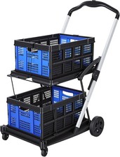 Collapsible Shopping Cart with Wheels Heavy Duty Folding Grocery Cart