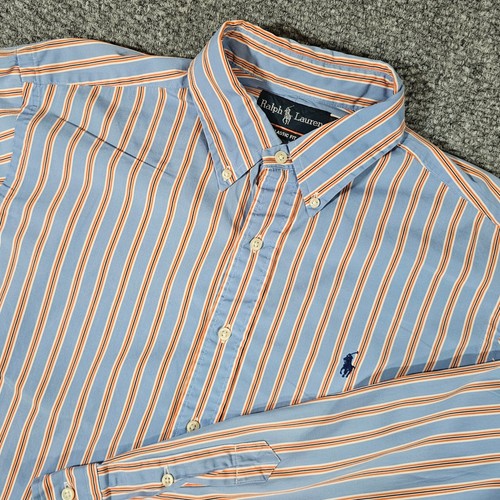 Ralph Lauren Hemd gestreift Classic Fit Button Down Langarm blau orange L - Bild 1 von 8