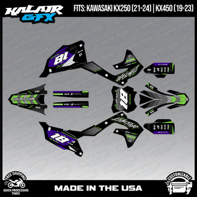 Kalair GFX Graphics Kit for KX450 2019-2023 and KX250 2021-24 Rebel - Purple