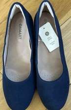 Damart Navy Blue Brushed Suede Wedge Heels – UK 7  