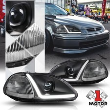 Black Projector Headlight Light LED BAR DRL Clear Signal for 96-98 Honda Civic