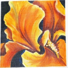 Hand Painted Needlepoint Canvas "Orange Iris" Vibrant - Brand New CC-3622