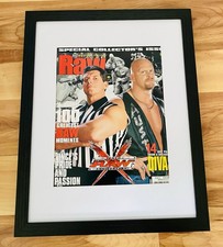 Stone Cold Steve Austin Vince McMahon 2002 WWE RAW Magazine Holiday Framed