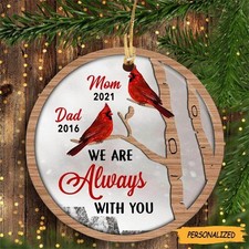 Personalized Mom Dad Memorial I Am Always With You Cardinal Circle Ornament, ...